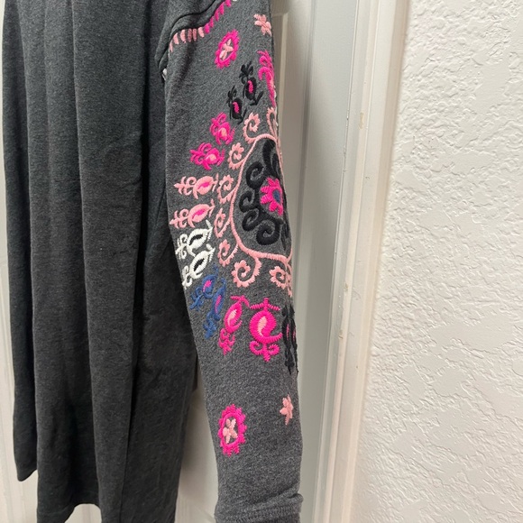 BODEN Jasmine Gray Sweater Dress Embroidered Sleeves - Size 12 L/ 12 Long- EUC - Picture 8 of 12